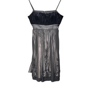 Y2K Velvet Black Sequin Sheer Lace Ruffle Babydoll‎ Party Dress Whimsigoth Fairy
